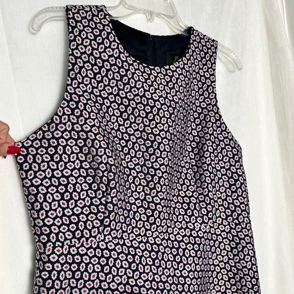J.Crew Navy & Pink Jacquard Piper Foulard Print A-line Career Dress Sz 12 - Picture 8 of 17